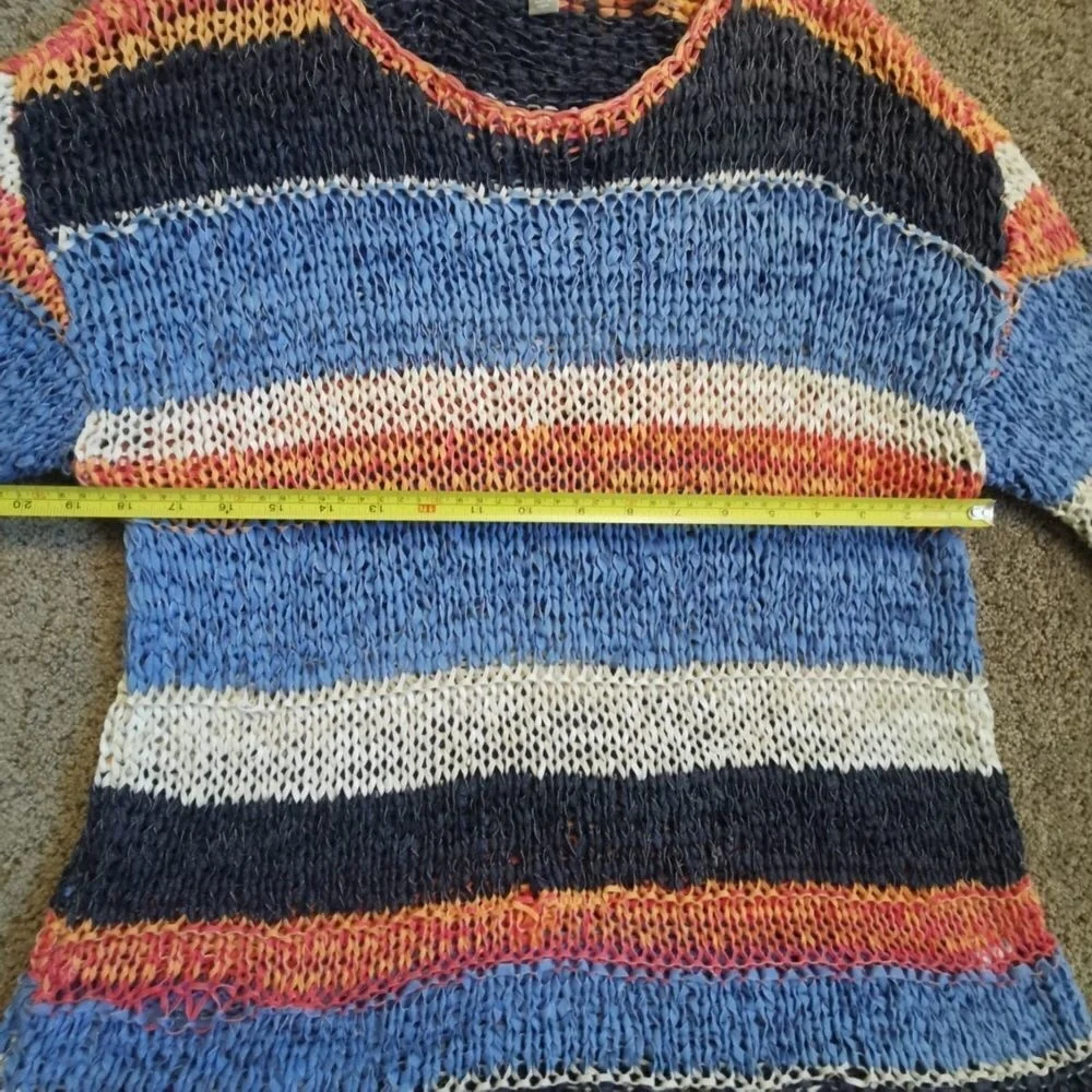J.Jill Sweater Womens Petite Medium Multicolor‎ Pullover Striped Crew Neck